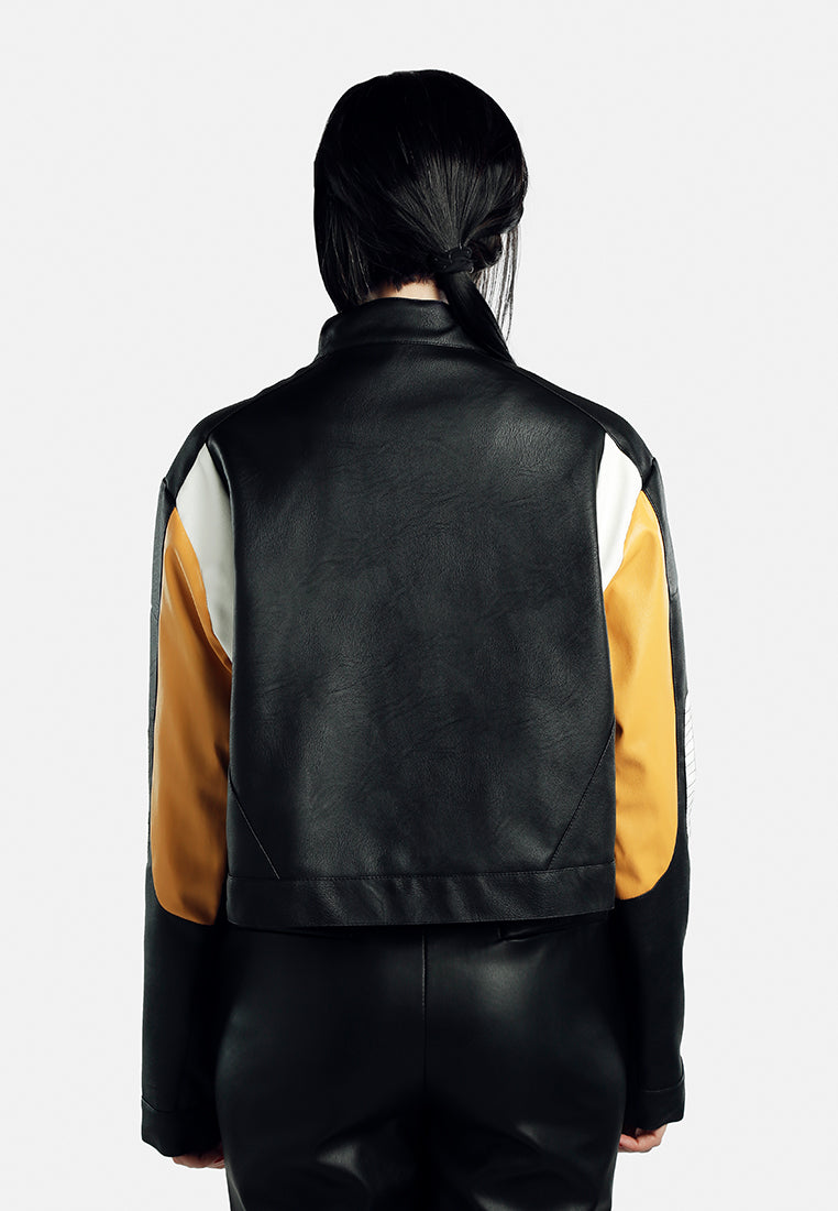 Color Block Biker Jacket-4