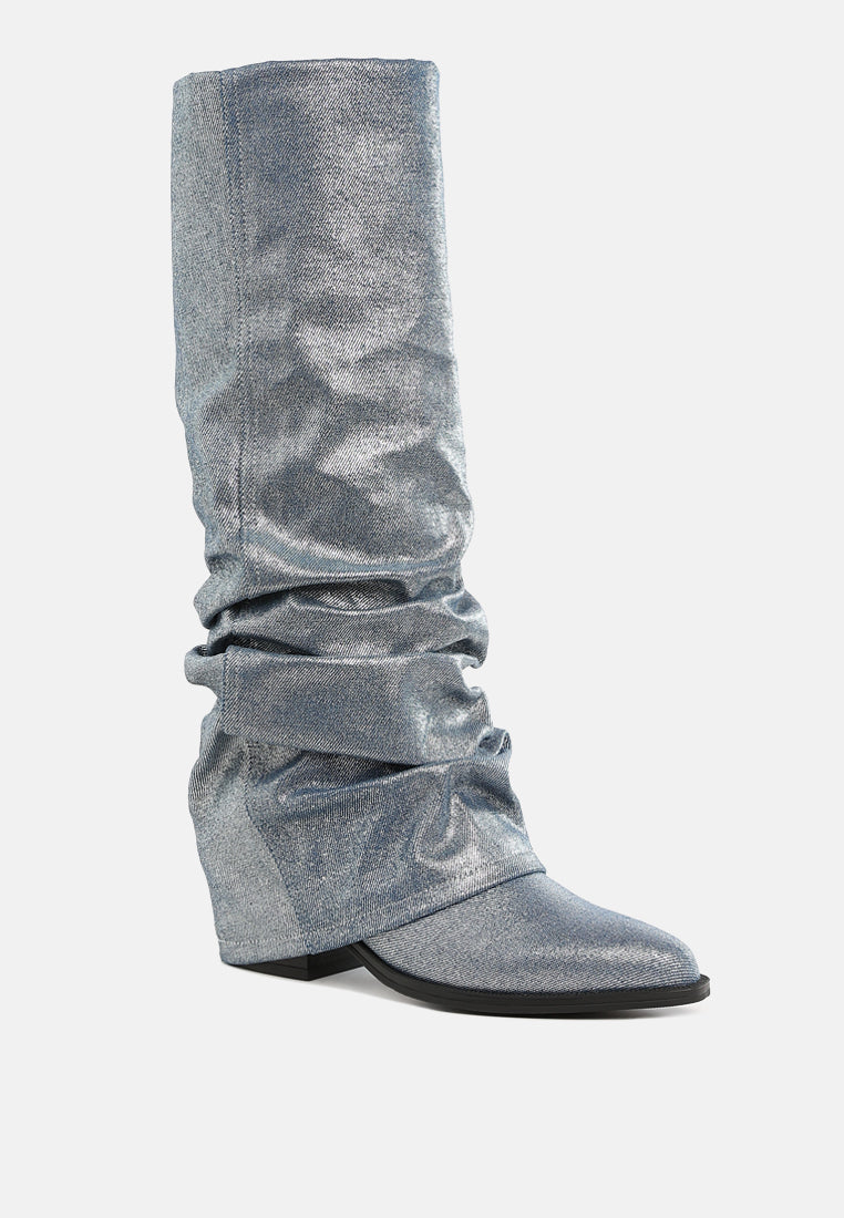 Capella Fold-Over Slouchy Denim Boot-2