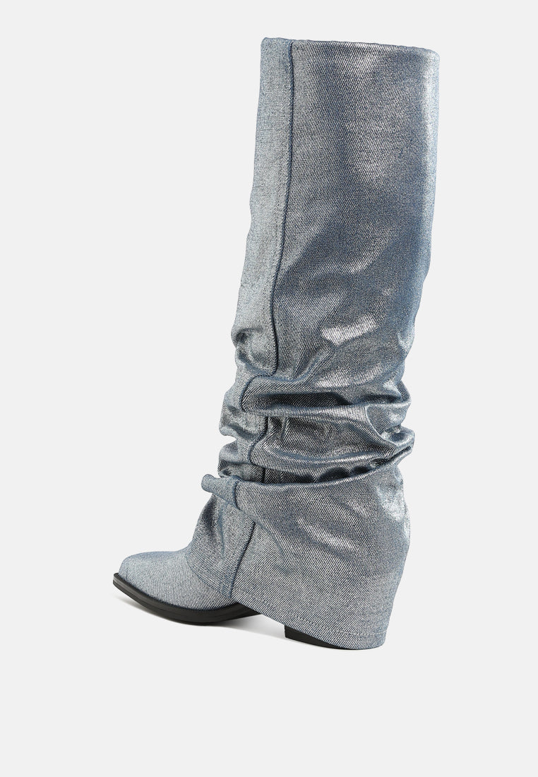 Capella Fold-Over Slouchy Denim Boot-3