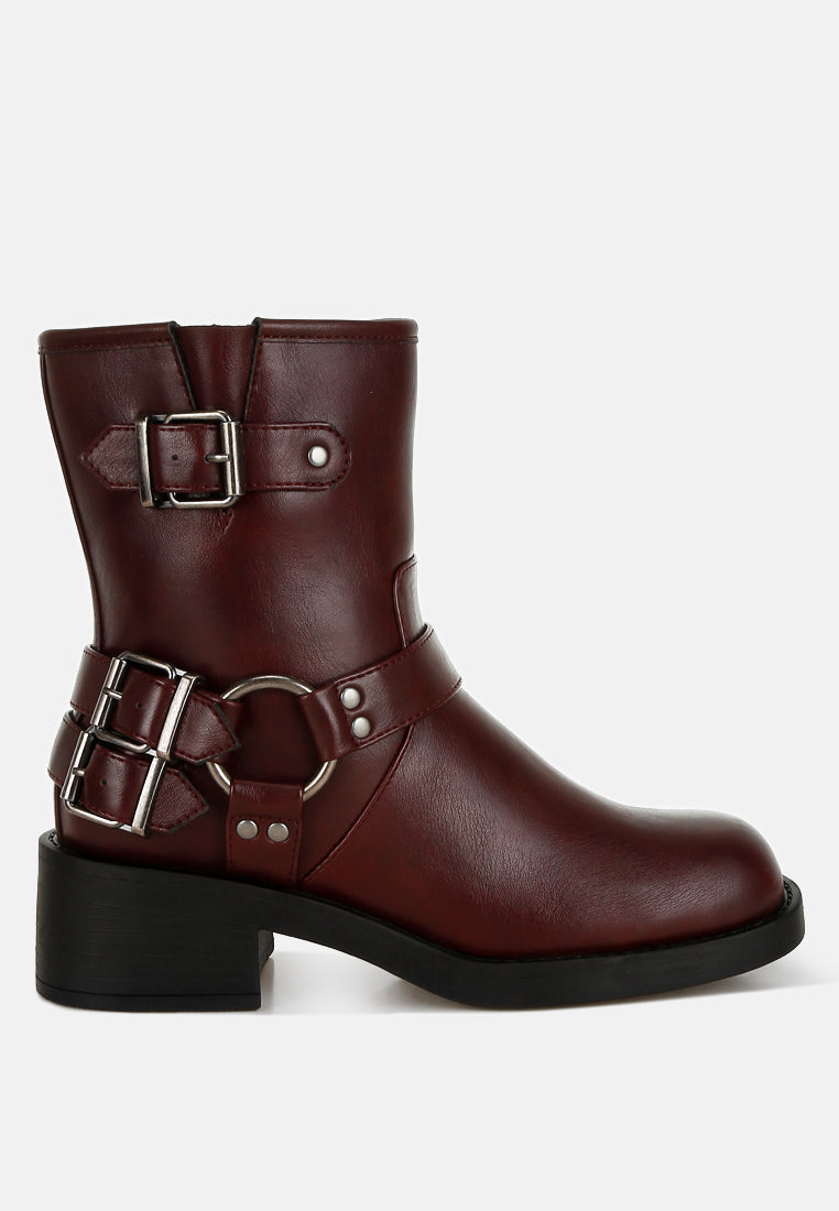 Caribou Harness Detail Biker Boots-0