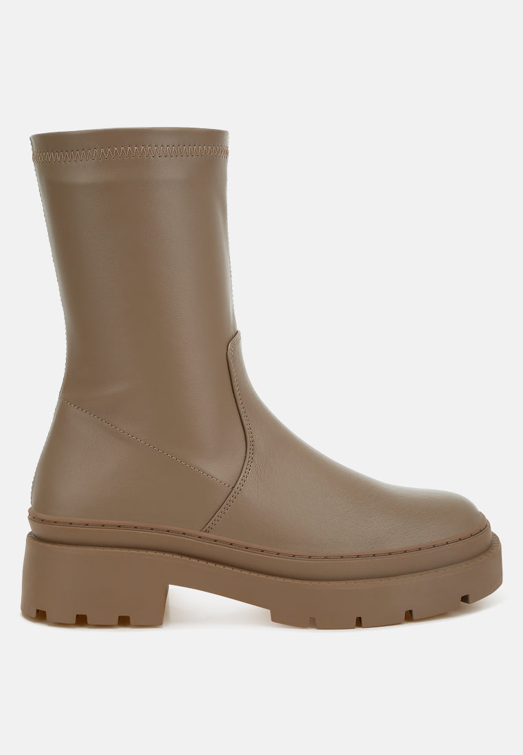 Carmit Chunky Faux Leather Calf Boots-0