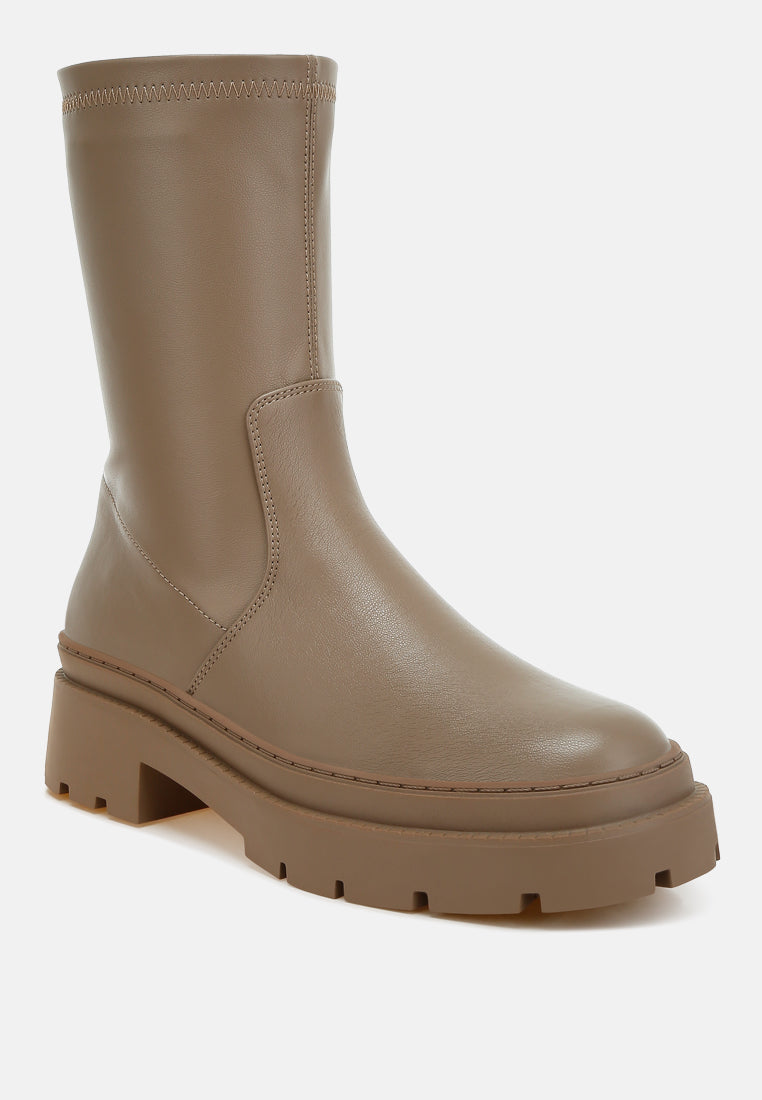 Carmit Chunky Faux Leather Calf Boots-1