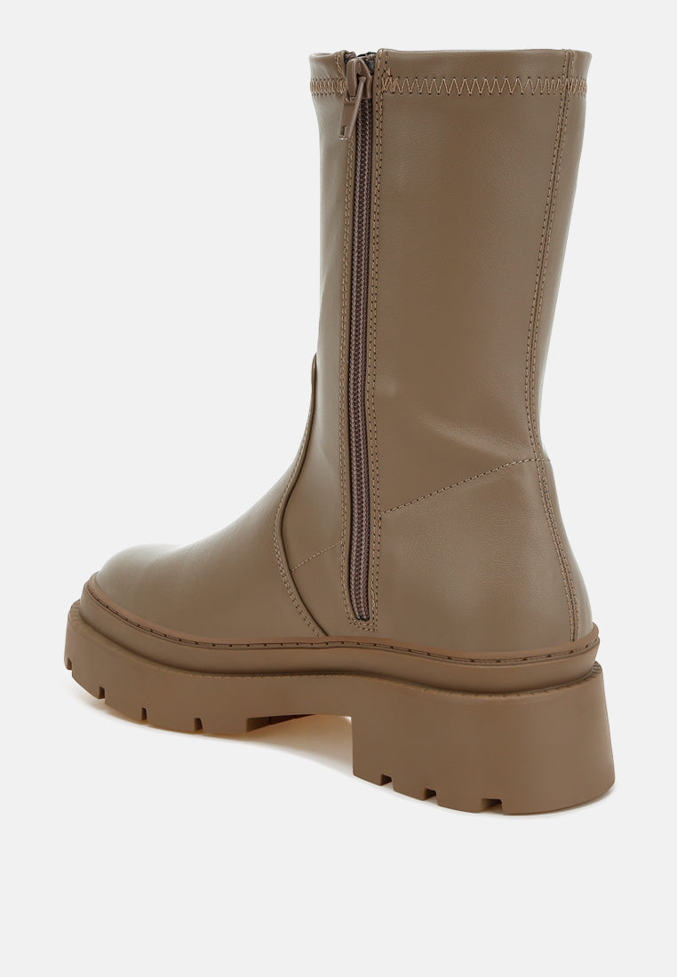 Carmit Chunky Faux Leather Calf Boots-2