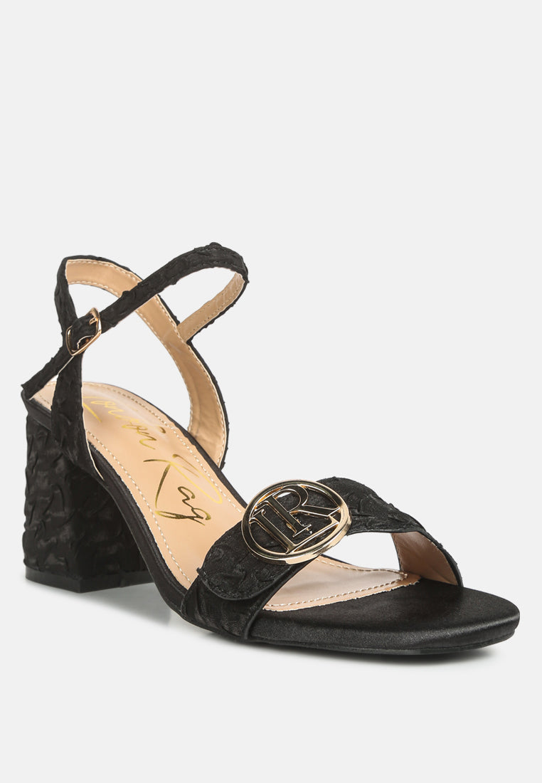Chaplet Textured Block Heel Sandals-1