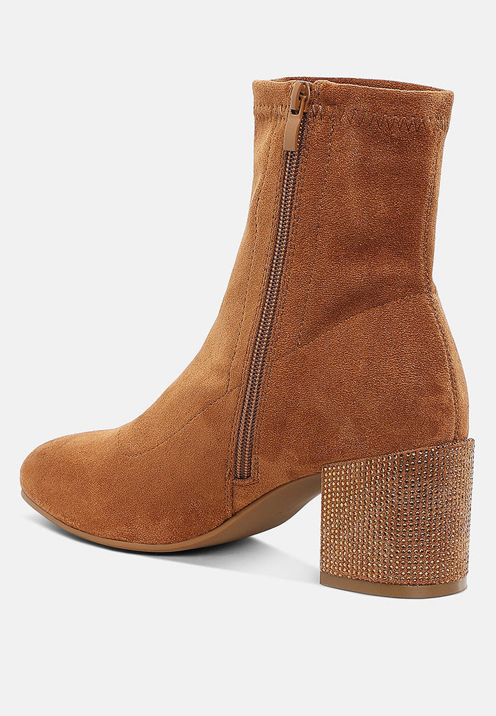Chena Rhinestones Embellished Block Heel Boots-3