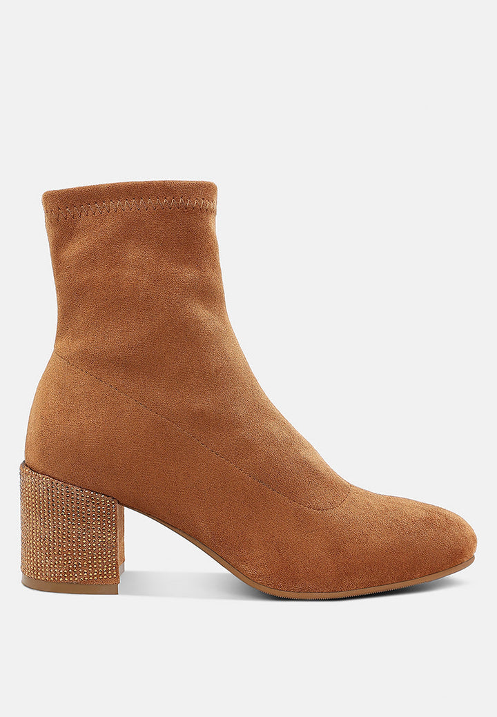 Chena Rhinestones Embellished Block Heel Boots-0