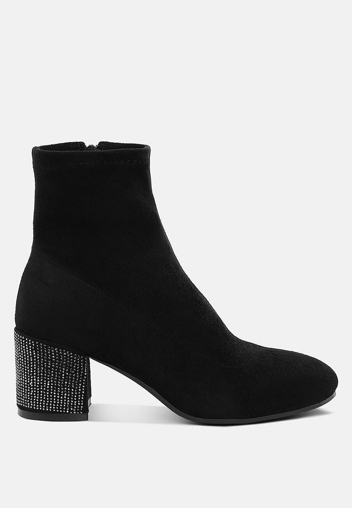 Chena Rhinestones Embellished Block Heel Boots-5