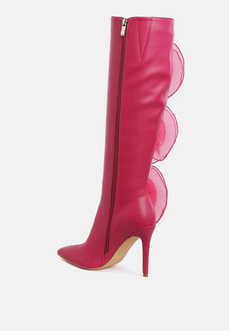 Chinkara Sheer Big Rose Detail Long Boots-2