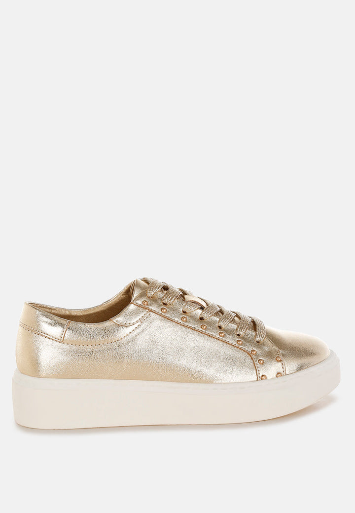 Cincinati Metallic Pleather Chunky Sneakers-0