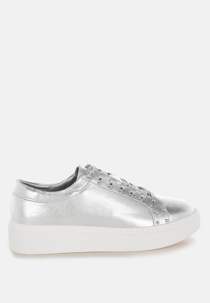 Cincinati Metallic Pleather Chunky Sneakers-5