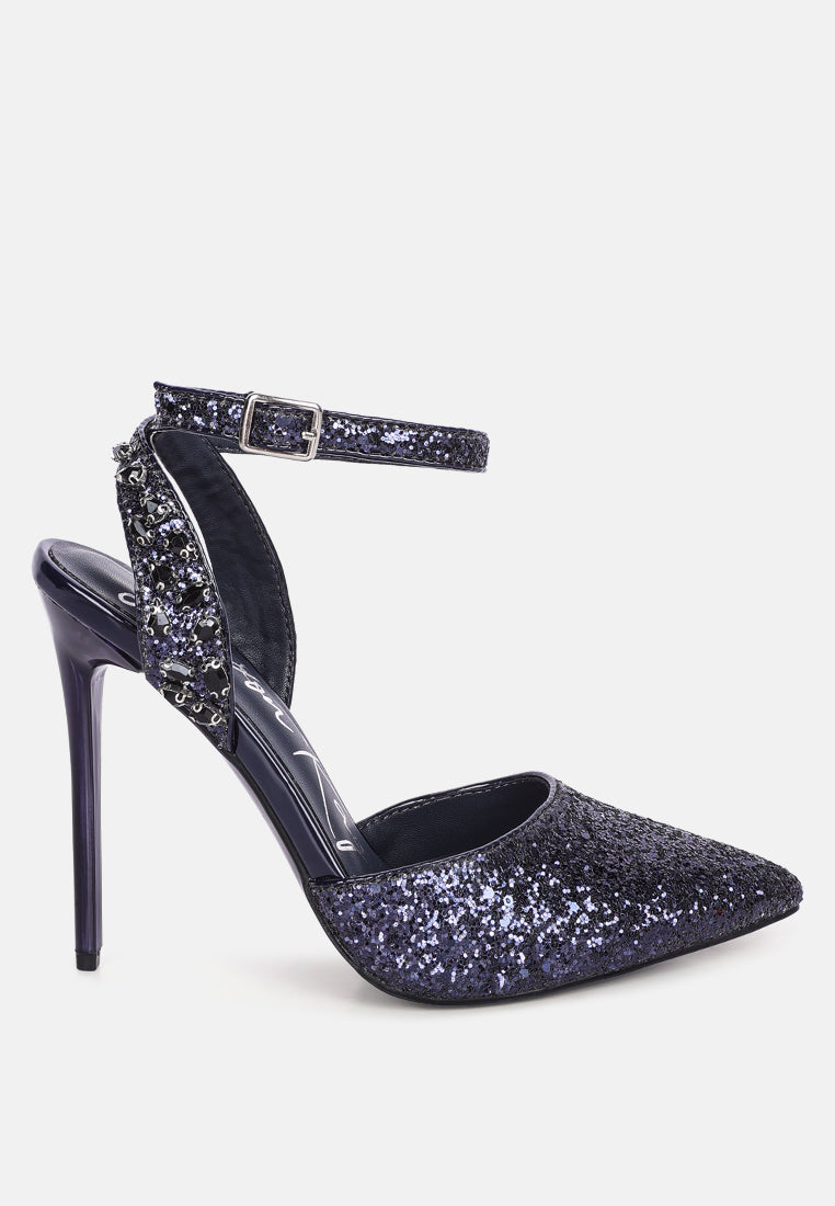 Cloriss Diamante Embellished Glitter High Heels-5