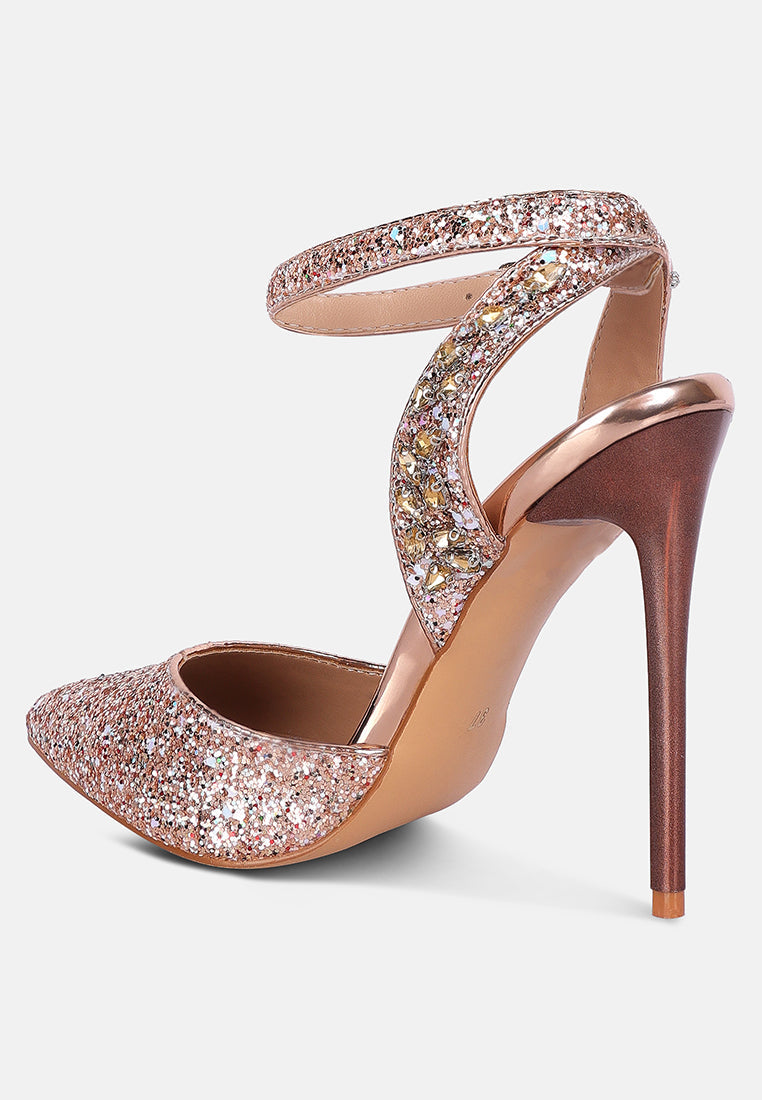 Cloriss Diamante Embellished Glitter High Heels-2