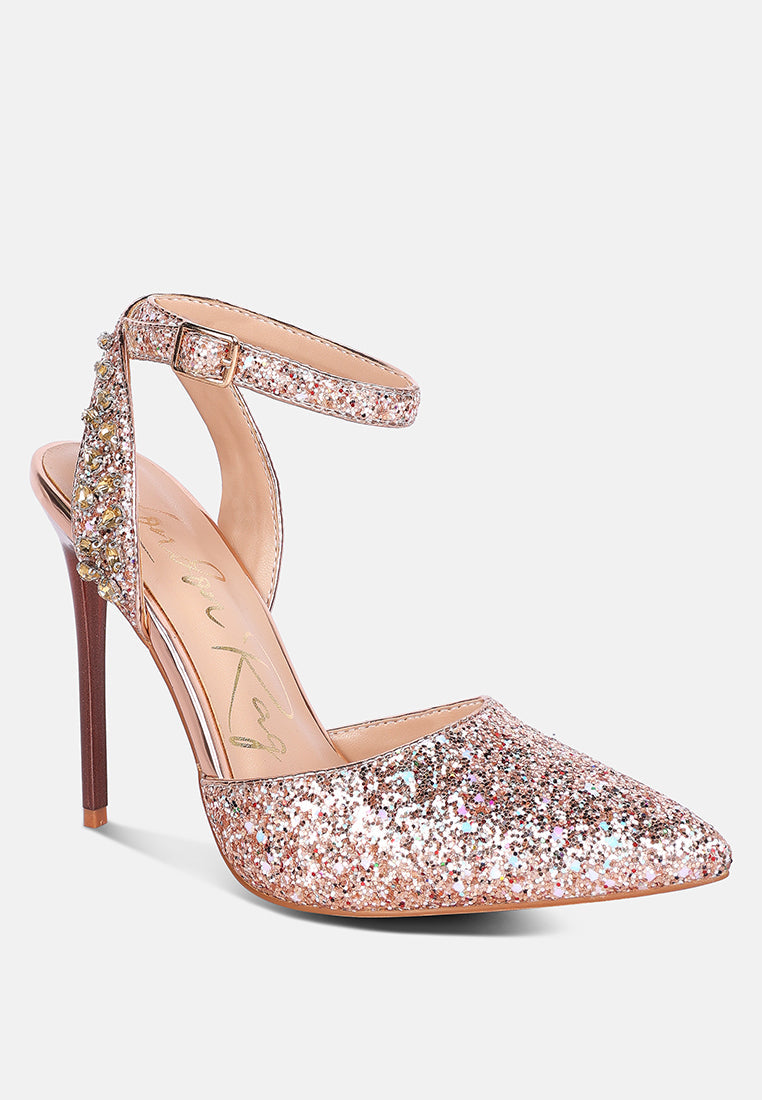 Cloriss Diamante Embellished Glitter High Heels-1