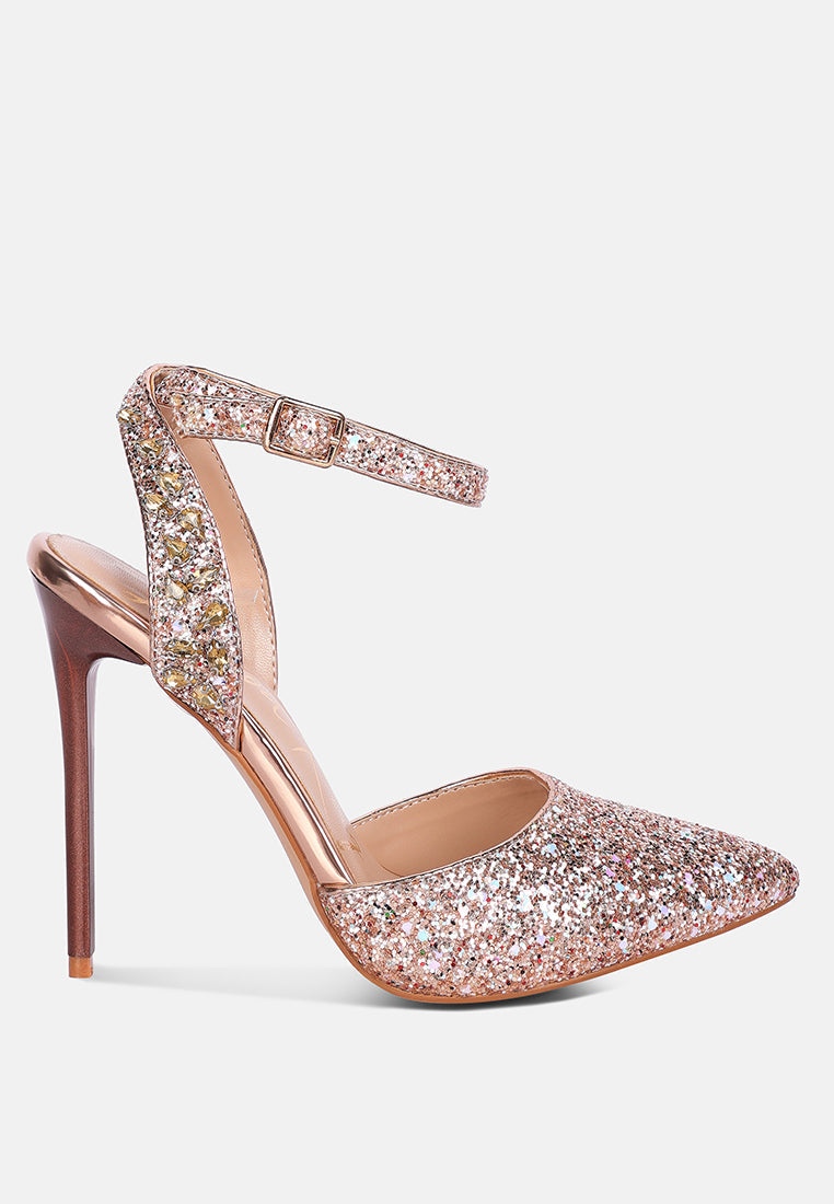 Cloriss Diamante Embellished Glitter High Heels-0