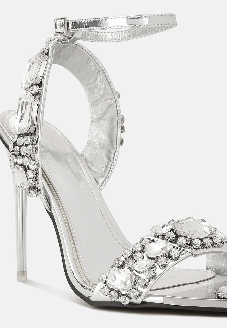 Blingy Diamante Embellished Stiletto Sandals-4