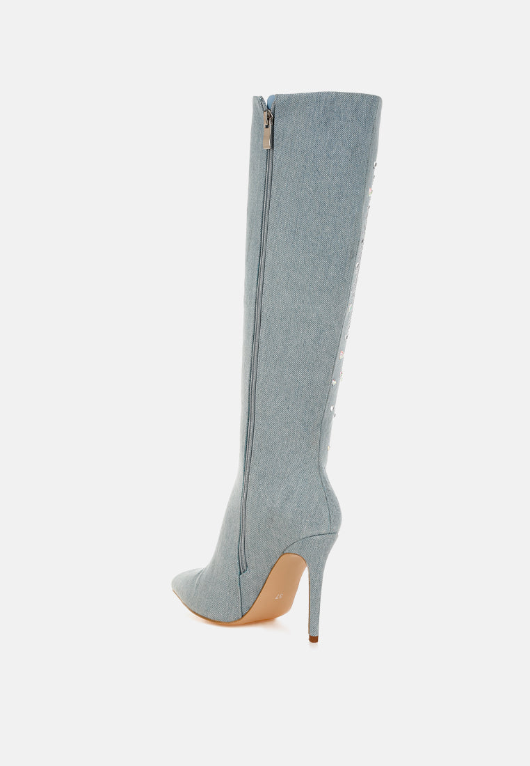 Coastra Rhinestone Embellished Stiletto Boots-2