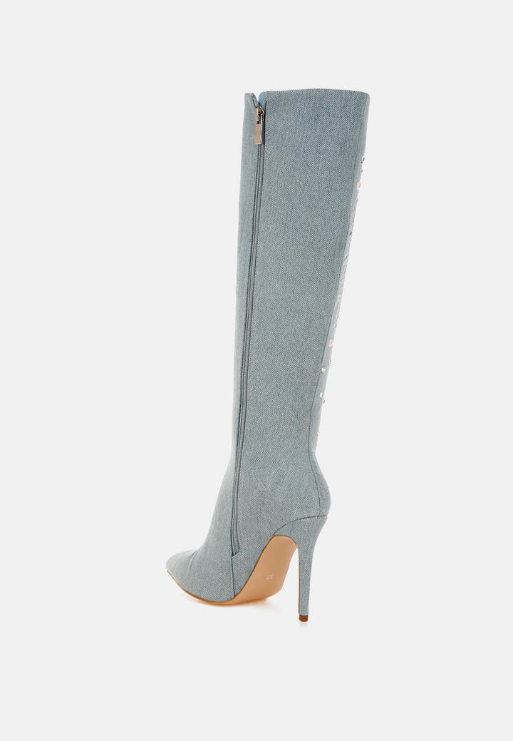 Coastra Rhinestone Embellished Stiletto Boots-2