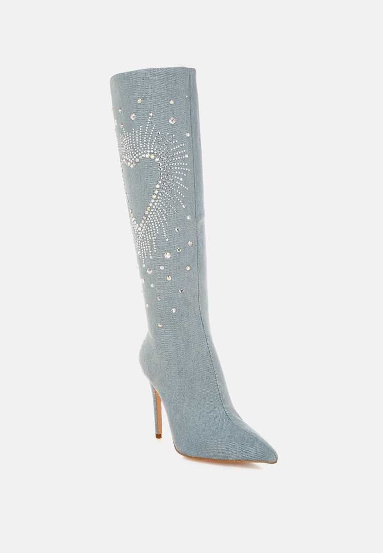 Coastra Rhinestone Embellished Stiletto Boots-1