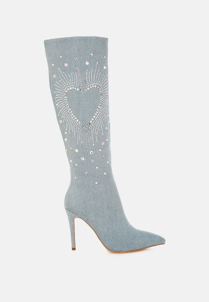 Coastra Rhinestone Embellished Stiletto Boots-0