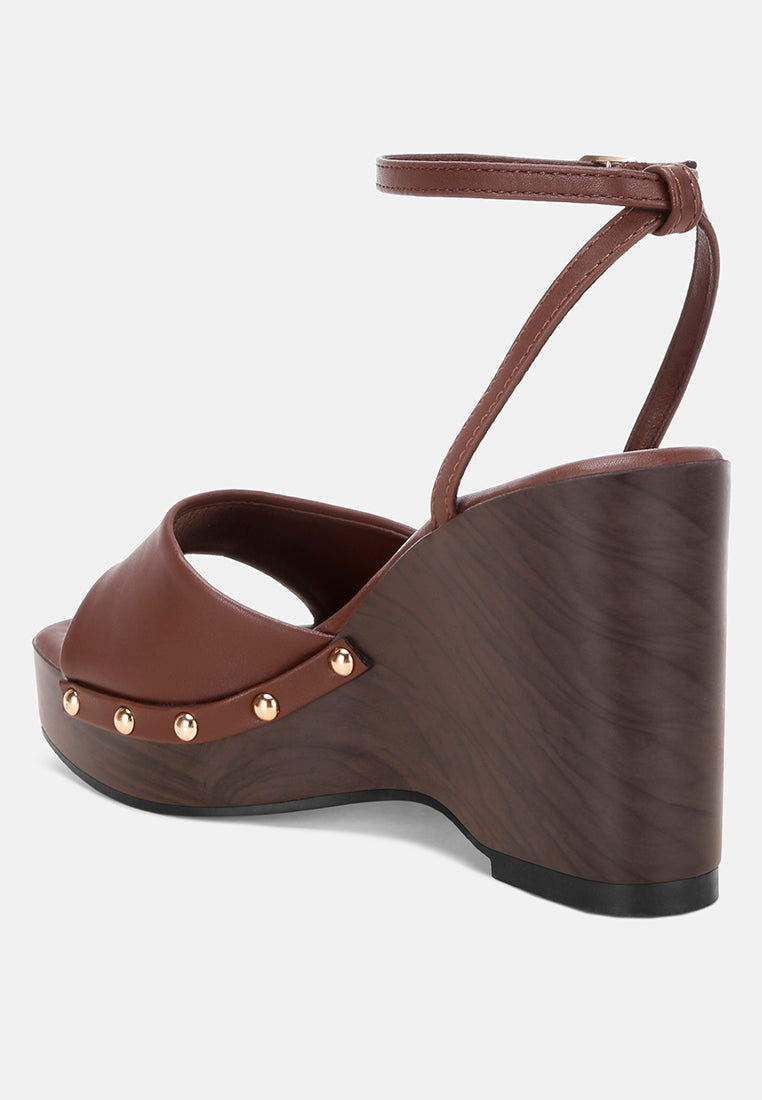 Colada Ankle Strap Studded Wedges-3