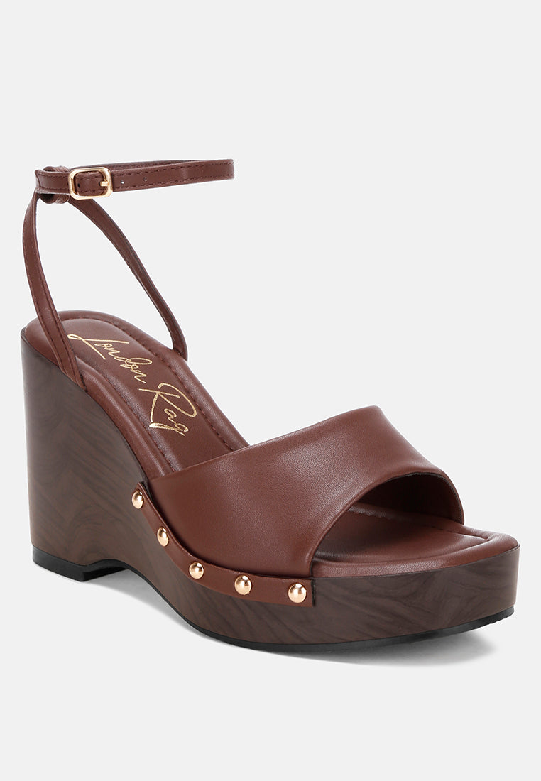 Colada Ankle Strap Studded Wedges-2