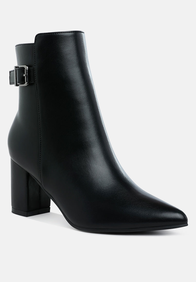 Conchos Belt Detail Block Heel Boots-1