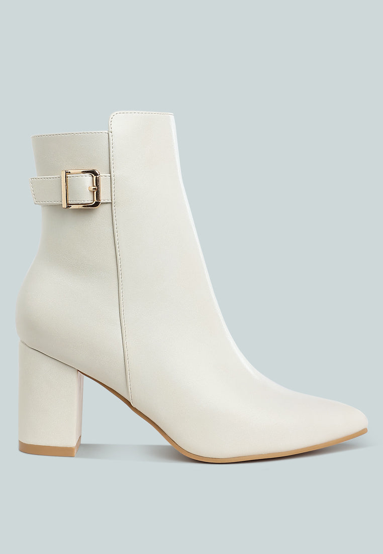 Conchos Belt Detail Block Heel Boots-5