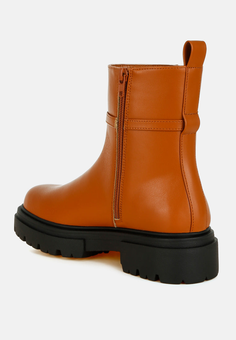 Corsac Buckle Belt Ankle Boots-2