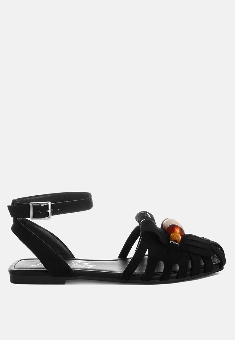 Corvina Bead Embellished Cut Work Flats-0