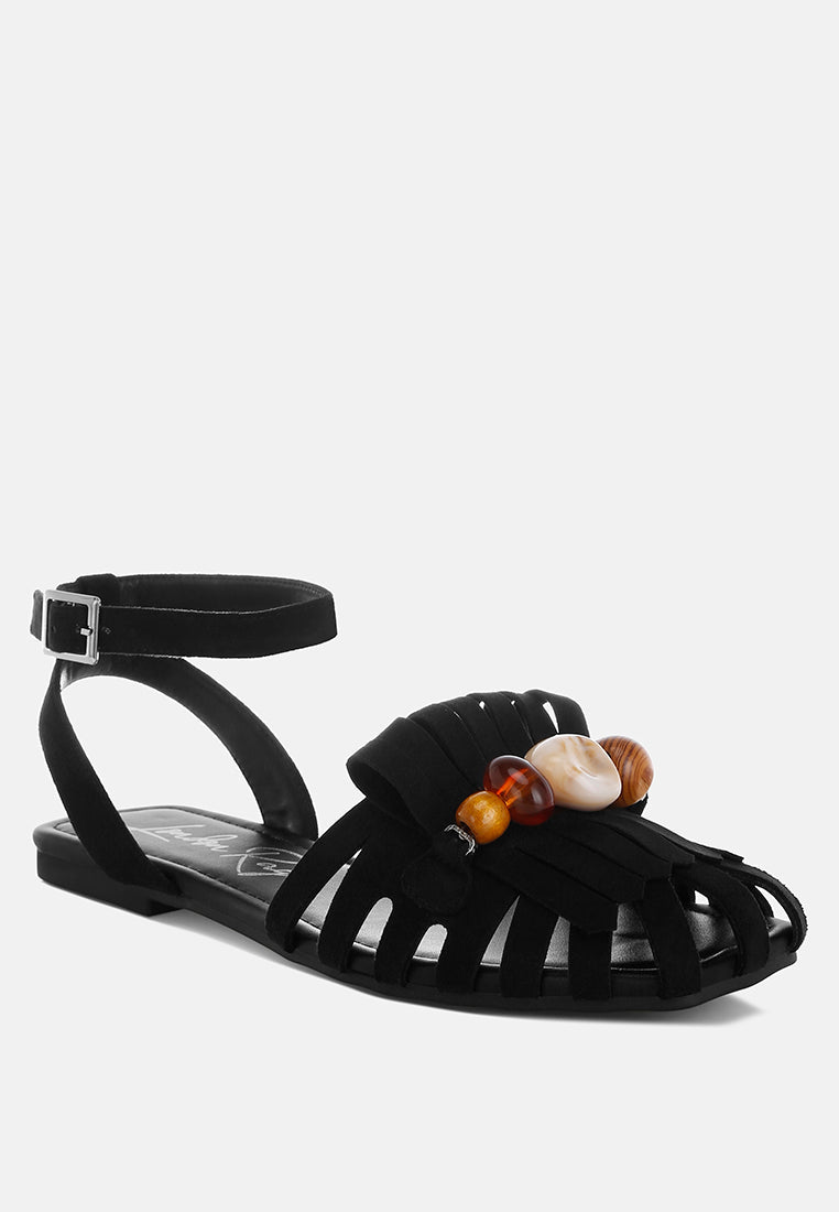 Corvina Bead Embellished Cut Work Flats-2