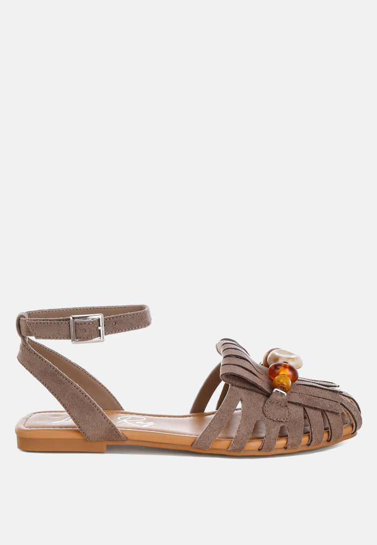 Corvina Bead Embellished Cut Work Flats-5