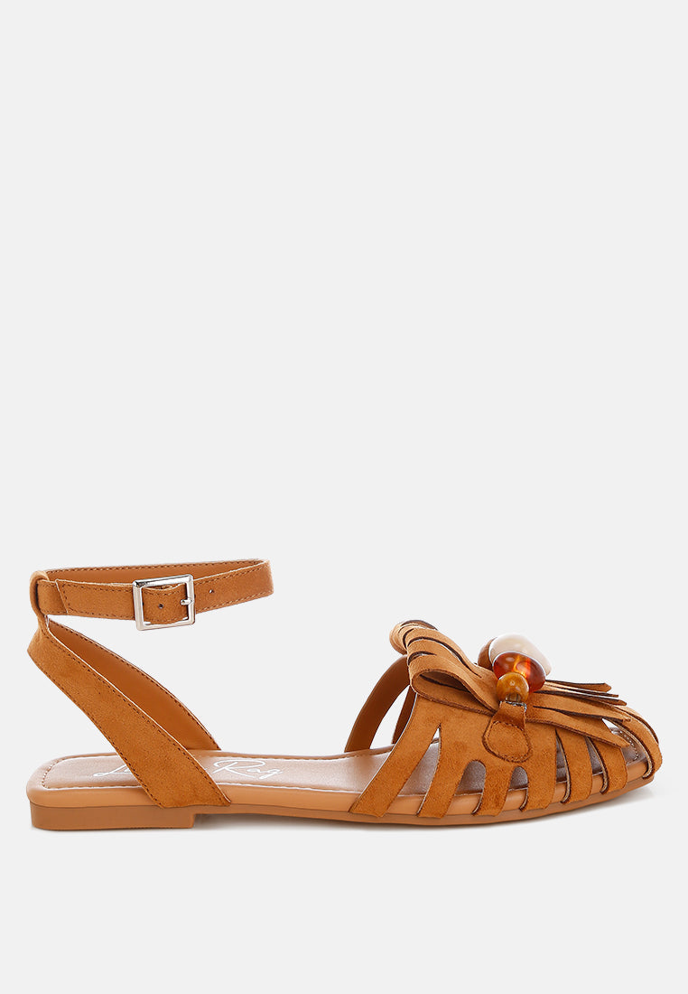 Corvina Bead Embellished Cut Work Flats-6