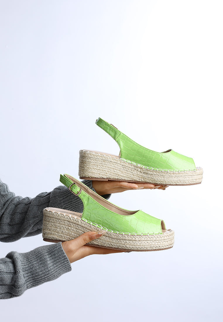 Yarael Croco Peep Toe Wedges-1