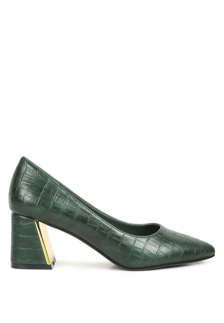 Emersyn Croc Block Heel Pump Shoes-5
