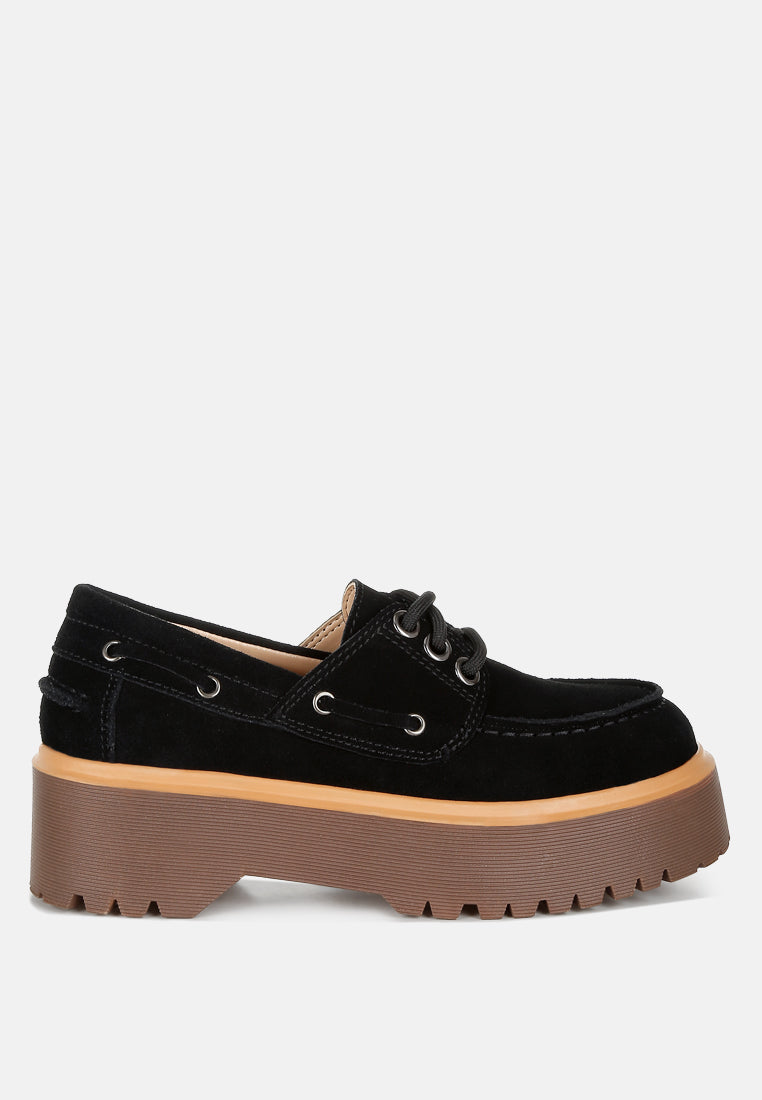 Cuckatoos Chunky Real Suede Leather Oxford Loafers-5