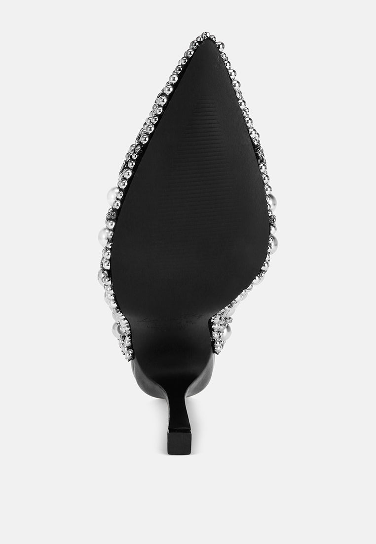 Dalston Pearls & Rhinestones Slip On Sandals-4