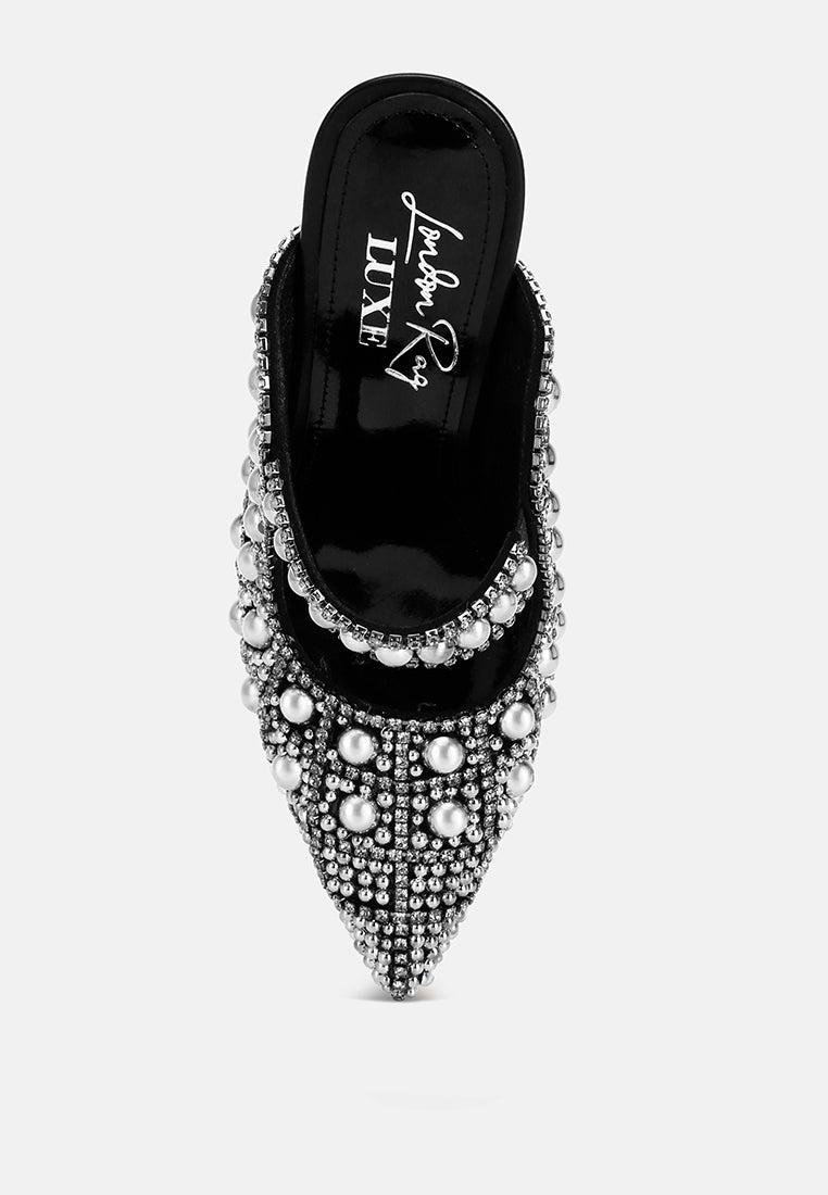 Dalston Pearls & Rhinestones Slip On Sandals-3