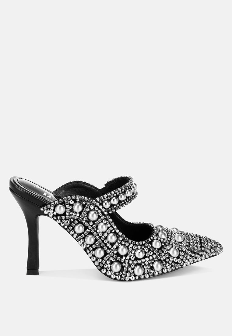 Dalston Pearls & Rhinestones Slip On Sandals-0