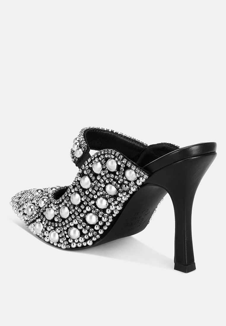 Dalston Pearls & Rhinestones Slip On Sandals-2