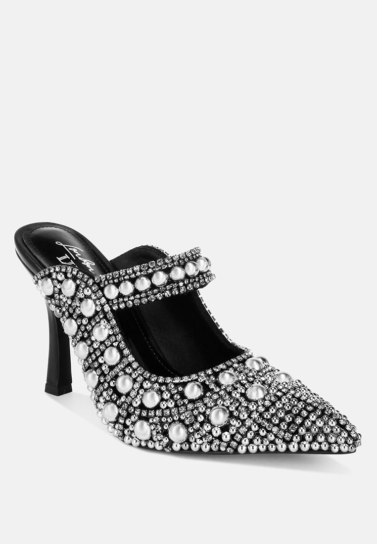 Dalston Pearls & Rhinestones Slip On Sandals-1