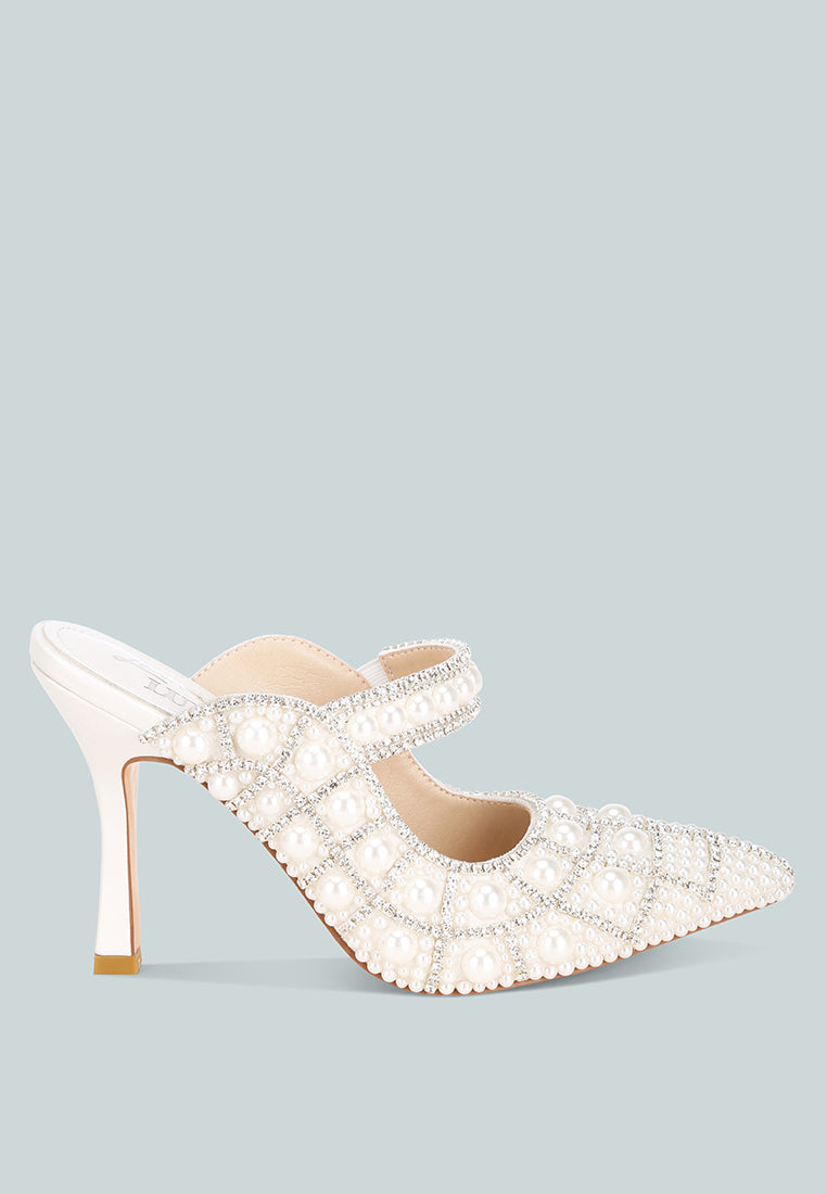 Dalston Pearls & Rhinestones Slip On Sandals-5