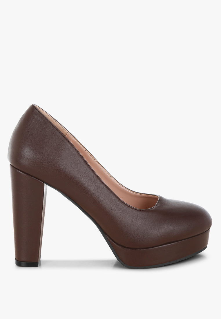 Damsor Faux Leather Block Heel Pumps-6