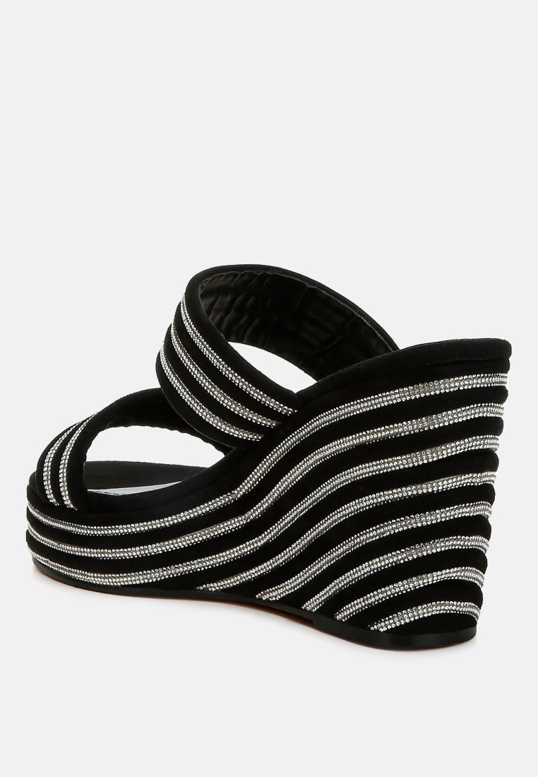 Danker Rhinestones Embellished Wedge Sandals-2