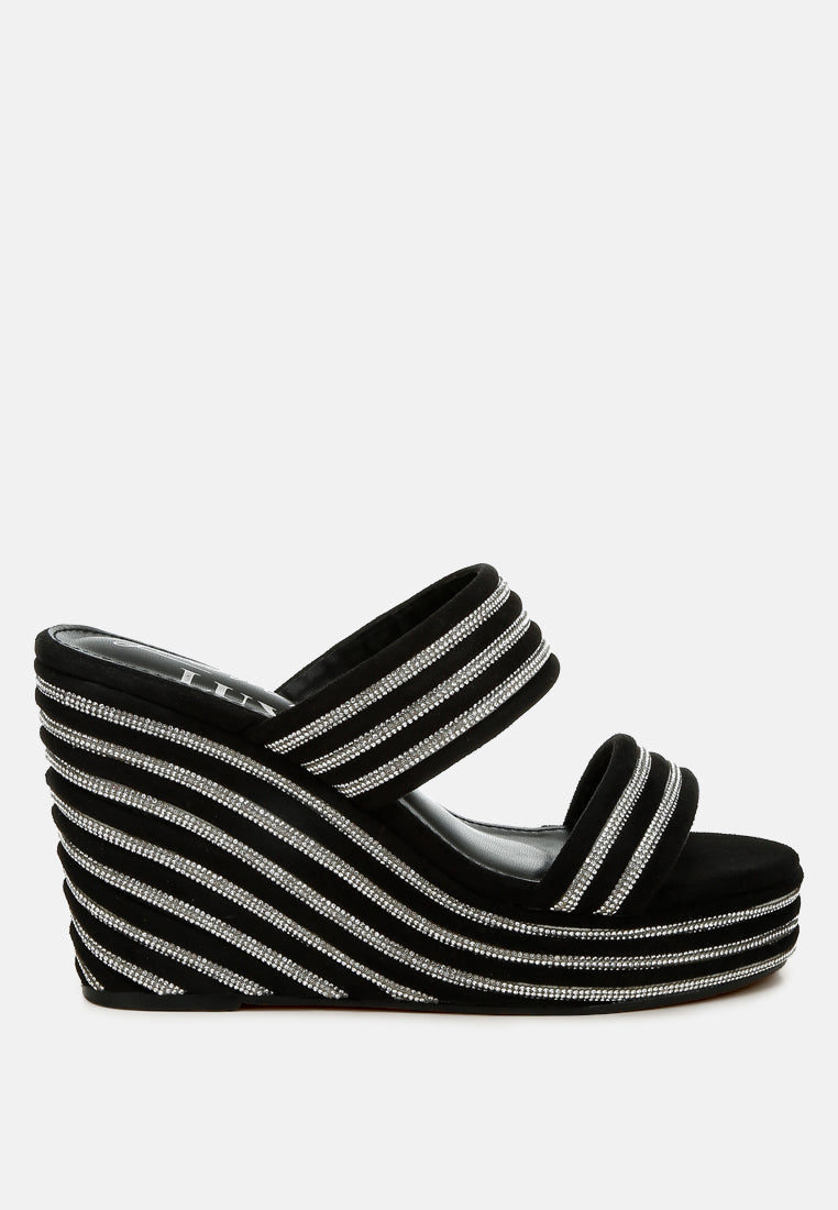 Danker Rhinestones Embellished Wedge Sandals-0