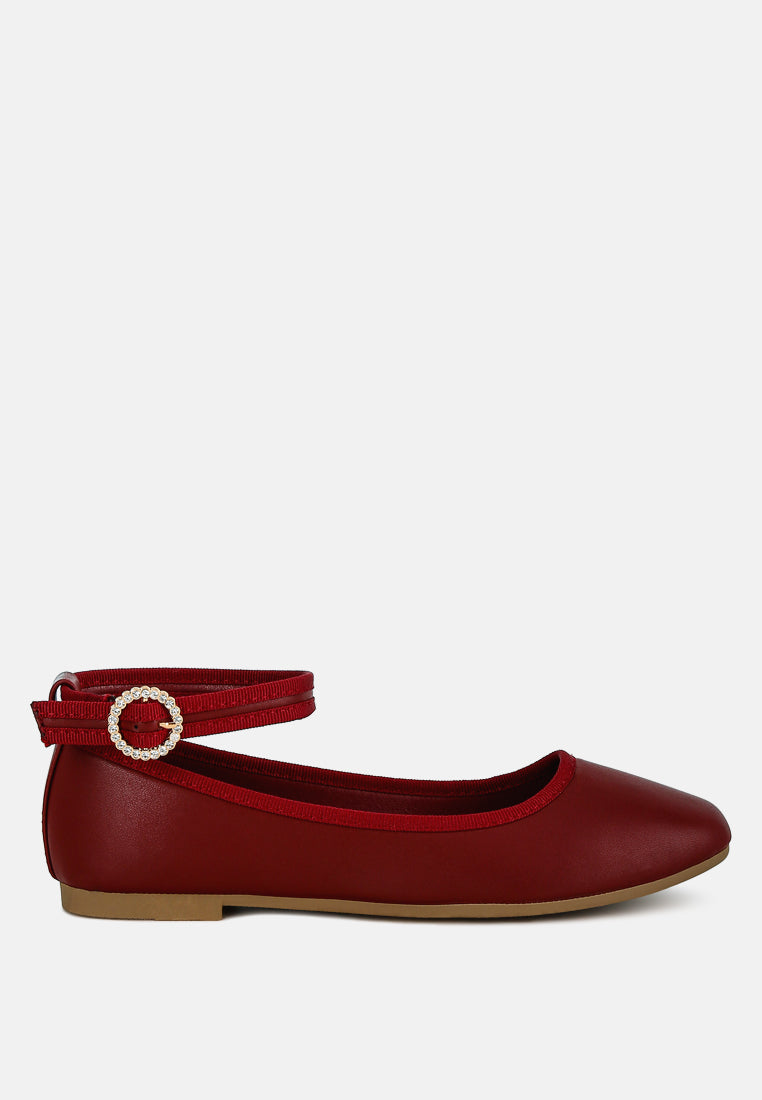 Danseur Ankle Strap Detail Ballet Flats-5