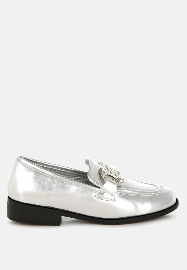 Dendron Diamante Horsebit Metallic Loafers-5