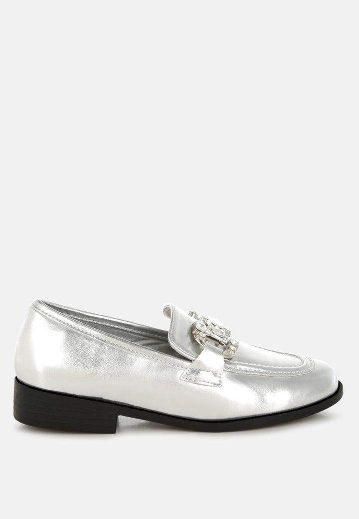 Dendron Diamante Horsebit Metallic Loafers-5