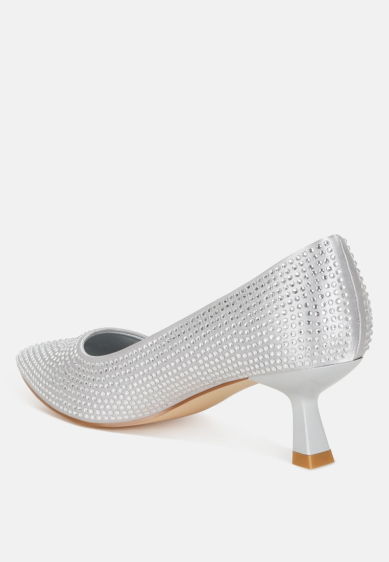 Dinah Rhinestones Embellished Kitten Heel Pumps-2