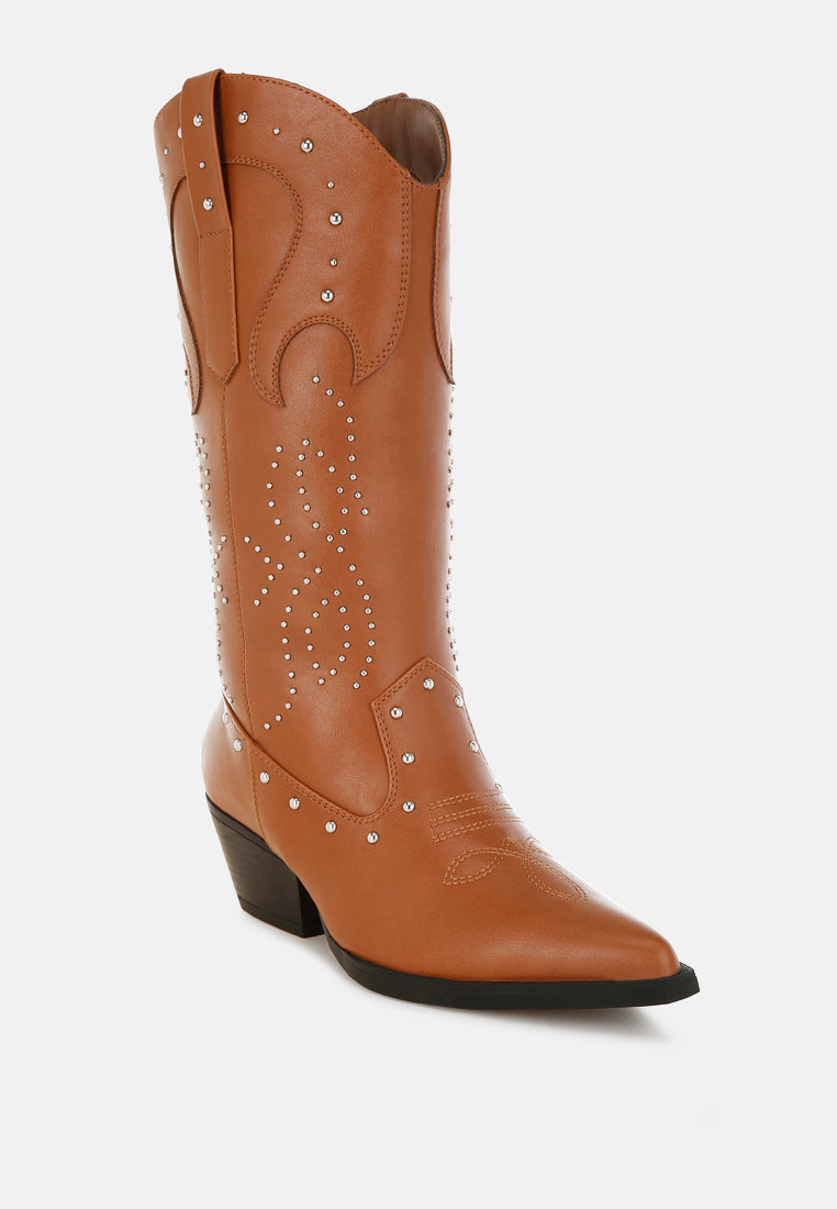 Dockery Studs Embellished Cowboy Boots-1