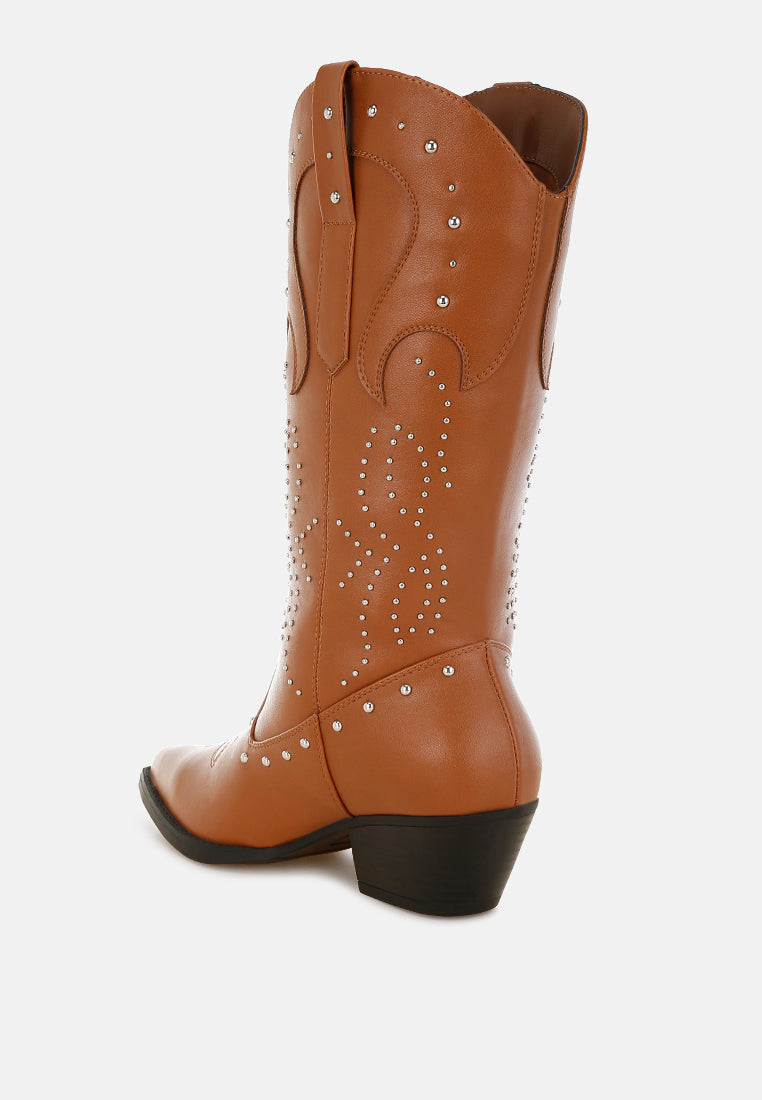 Dockery Studs Embellished Cowboy Boots-2